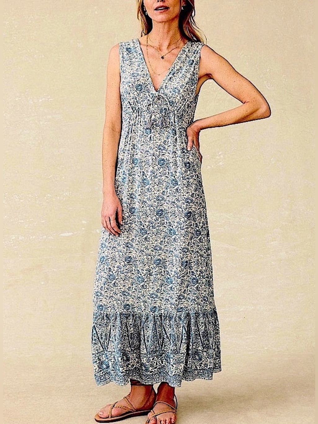 Faherty Blue Water Eden Maxi Dress, New